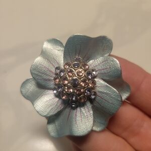 Floral Brooch with Crystal Accents